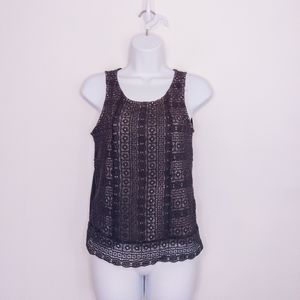 American Eagle Women's Crochet Style Tank Top Black Extra Small Shirt